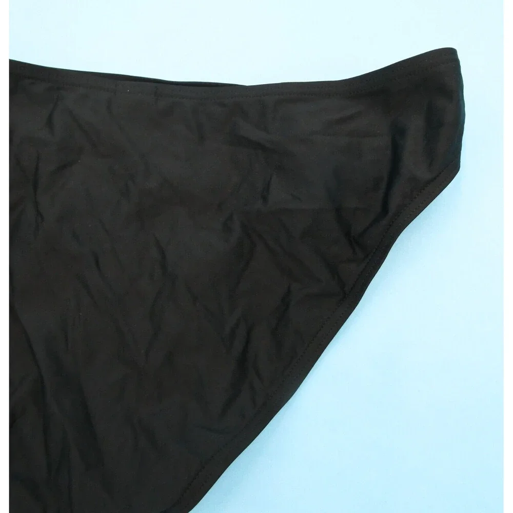 Lascana Sz 4 Black Hipster Bikini Bottom Ruffle Side Tie Swim Beach Swimwear New